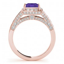 Princess Tanzanite & Diamond Engagement Ring 18K Rose Gold (2.25ct)