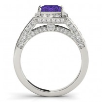 Princess Tanzanite & Diamond Engagement Ring 18K White Gold (2.25ct)