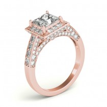 Princess Cut Diamond Halo Engagement Ring 18K Rose Gold (1.14ct)