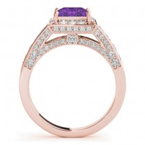 Princess Amethyst & Diamond Engagement Ring 18K Rose Gold (1.20ct)