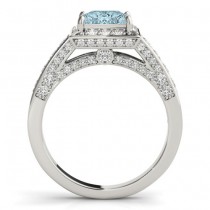 Princess Aquamarine & Diamond Engagement Ring 14K White Gold (1.20ct)