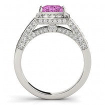 Princess Pink Sapphire & Diamond Engagement Ring 14K White Gold (1.20ct)