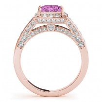 Princess Pink Sapphire & Diamond Engagement Ring 18K Rose Gold (1.20ct)