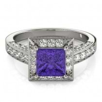 Princess Tanzanite & Diamond Engagement Ring Palladium (1.20ct)
