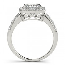 Cushion Cut Diamond Halo Engagement Ring 14k White Gold (1.00ct)