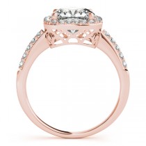 Cushion Cut Square Shape Diamond Halo Bridal Set 14k Rose Gold (1.17ct)
