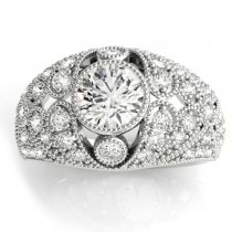 Diamond Antique Style Edwardian Engagement Ring 14K White Gold (0.71ct)