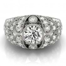 Diamond Antique Style Edwardian Engagement Ring 14K White Gold (0.71ct)