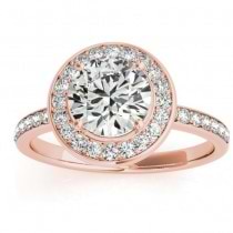 Diamond Halo Engagement Ring Setting 14K Rose Gold (0.29ct)