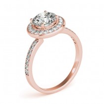 Diamond Halo Engagement Ring Setting 18K Rose Gold (0.29ct)