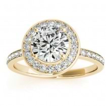 Diamond Halo Engagement Ring Setting 18K Yellow Gold (0.29ct)