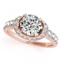 Diamond Frame Engagement Ring with Side Stones 14k Rose Gold 1.64ct