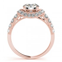 Diamond Frame Engagement Ring with Side Stones 14k Rose Gold 1.64ct