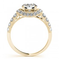 Diamond Frame Engagement Ring with Side Stones 14k Yellow Gold 1.64ct