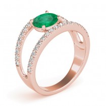 Emerald Split Shank Engagement Ring 14K Rose Gold (0.67ct)