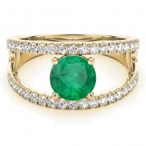 Emerald Split Shank Engagement Ring 14K Yellow Gold (0.67ct)