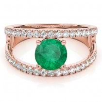 Emerald Split Shank Engagement Ring 18K Rose Gold (0.67ct)