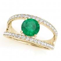 Emerald Split Shank Engagement Ring 18K Yellow Gold (0.67ct)