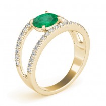 Emerald Split Shank Engagement Ring 18K Yellow Gold (0.67ct)