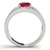 Ruby Split Shank Engagement Ring Platinum (0.84ct)