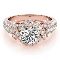 Diamond Twisted Engagement Ring Setting 14k Rose Gold (0.58ct)