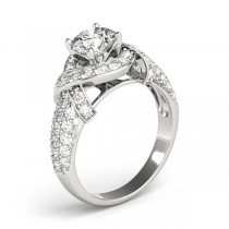 Diamond Twisted Engagement Ring Setting 14k White Gold (0.58ct)