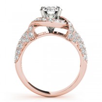 Diamond Twisted Engagement Ring Setting 18k Rose Gold (0.58ct)