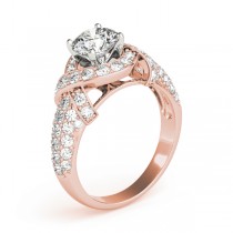 Diamond Twisted Engagement Ring Setting 18k Rose Gold (0.58ct)