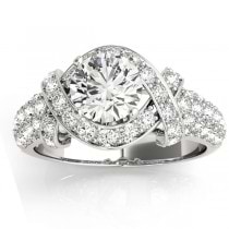 Diamond Twisted Engagement Ring Setting 18k White Gold (0.58ct)