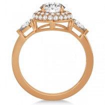 Pear and Round Cut Diamond Halo Engagement Ring 14k Rose Gold 1.70ct