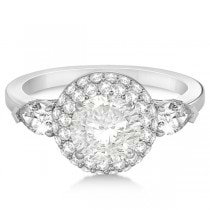 Pear and Round Cut Diamond Halo Engagement Ring 14k White Gold 1.70ct