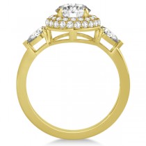 Pear and Round Cut Diamond Halo Engagement Ring 14k Yellow Gold 1.70ct