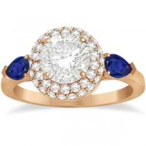 Pear Cut Sapphire & Diamond Engagement Ring Setting 14k R. Gold 0.75ct