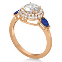 Pear Cut Sapphire & Diamond Engagement Ring Setting 14k R. Gold 0.75ct