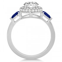 Pear Cut Sapphire & Diamond Engagement Ring Setting 14k W. Gold 0.75ct