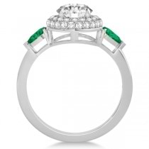 Pear Cut Emerald & Diamond Engagement Ring Setting 14k W. Gold 0.75ct