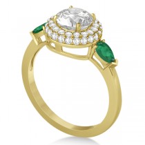 Pear Cut Emerald & Diamond Engagement Ring Setting 14k Y. Gold 0.75ct
