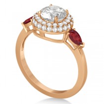 Pear Shape Ruby & Diamond Engagement Ring Setting 14k R. Gold (0.75ct)