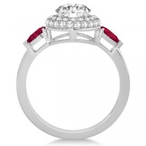 Pear Shape Ruby & Diamond Engagement Ring Setting 14k W. Gold (0.75ct)