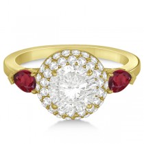 Pear Shape Ruby & Diamond Engagement Ring Setting 14k Y. Gold (0.75ct)