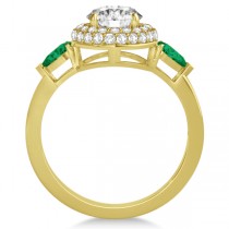 Pear Emerald & Round Diamond Halo Engagement Ring 14k Y Gold (1.70ct)
