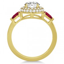 Pear Shape Ruby & Round Diamond Halo Engagement Ring 14k Y Gold 1.70ct