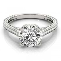 Diamond  Accented Engagement Ring Palladium (0.87ct)