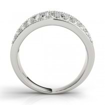 Elegant Wide Floral Diamond Ring Band 14k White Gold (0.63ct)