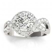 Diamond Twisted Band Engagement Ring Setting 14K White Gold (0.98ct)