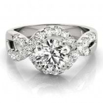 Diamond Twisted Band Engagement Ring Setting 14K White Gold (0.98ct)