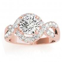 Diamond Twisted Band Engagement Ring Setting 18K Rose Gold (0.98ct)