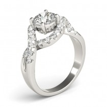 Diamond Twisted Band Engagement Ring Setting 18K White Gold (0.98ct)