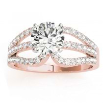 Diamond Triple Row Engagement Ring Setting 14k Rose Gold (0.52ct)