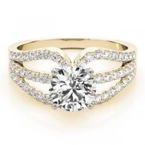 Diamond Triple Row Engagement Ring Setting 14k Yellow Gold (0.52ct)